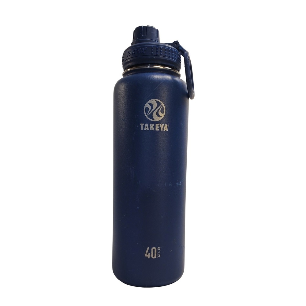 Takeya 40oz Actives Insulated Stainless Steel Water Bottle‎ with Spout Lid Navy